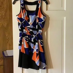 Blue/Black/Orange Abstract print Harlowe&Graham